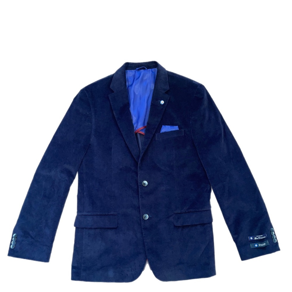 Ben Sherman navy blue corduroy velvet sport coat blazer NWT